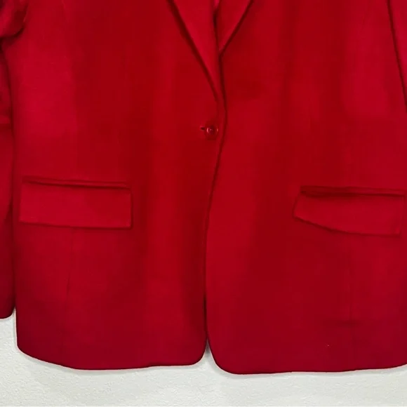 JM Collection Wool Blend Blazer Jacket Women 18 Red Button Career Business Lined - Picture 3 of 8